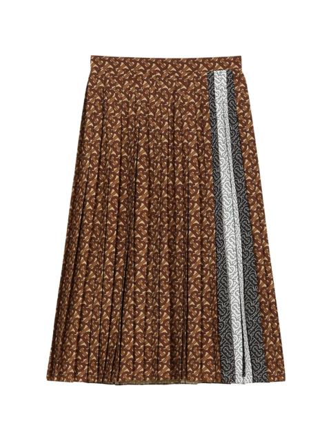 monogram stripe pleated  skirt
