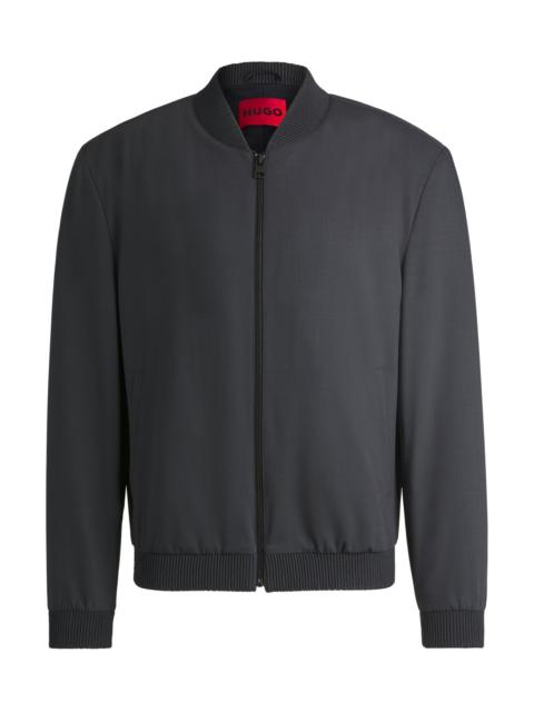 HUGO SLIM-FIT ZIP-UP JACKET IN PATTERNED STRETCH TWILL