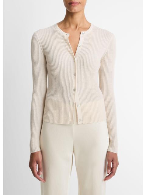 Vince Ribbed Cashmere-Silk Cardigan
