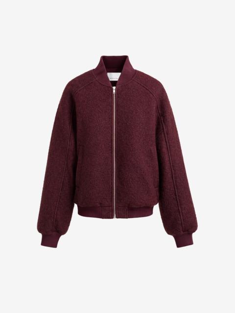The Frankie Shop Elinor Boucle Oversized Bomber Jacket - Burgundy