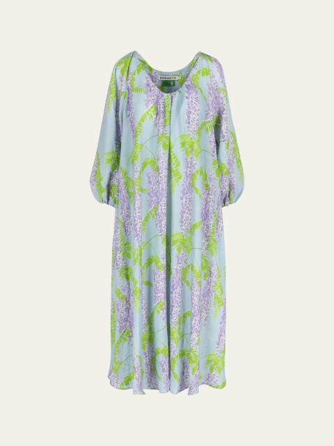 BERNADETTE Flower Printed Linen Maxi Dress