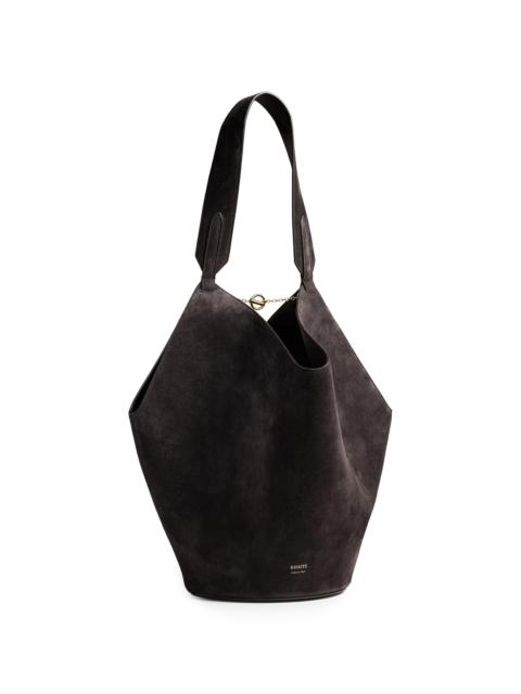 KHAITE Women's Small Lotus Suede Tote - Dark Brown