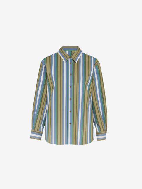 The Frankie Shop Oana Cotton Padded Shirt - Green Multi Stripe