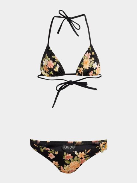 TOM FORD Floral-Print Buckle Triangle Bikini Set