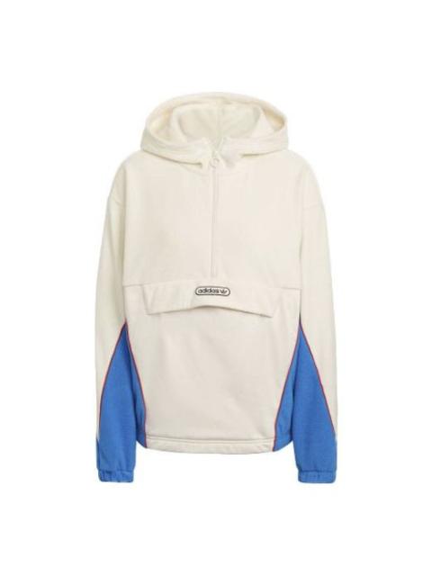 adidas (WMNS) adidas Originals Retro Luxury Fleece Hoodie 'Off-white Red Blue' HL0053