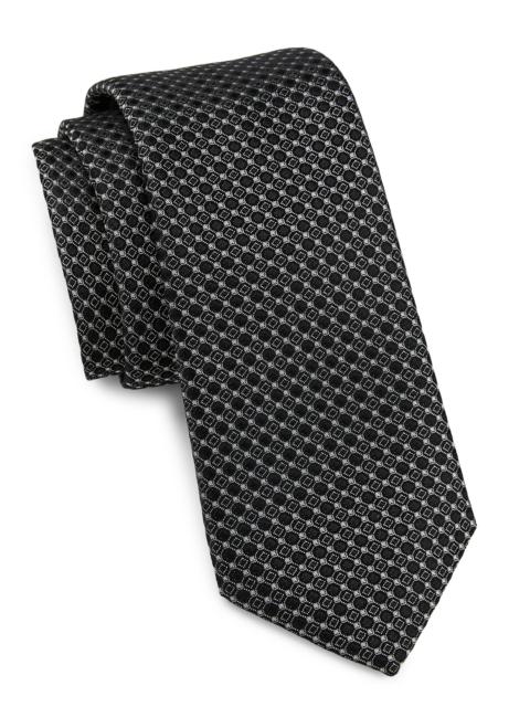 GIORGIO ARMANI Men's Geometric Woven Silk Jacquard Tie - Black