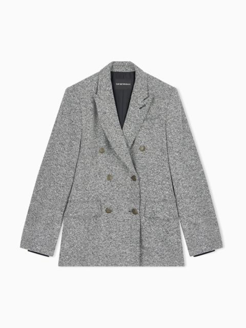 EMPORIO ARMANI TWEED DOUBLE-BREASTED BLAZER
