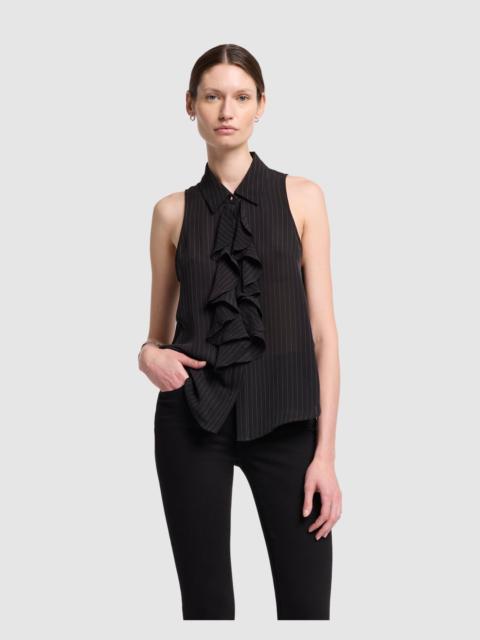7 For All Mankind Ruffle Bow Halter Top in Pinstripes