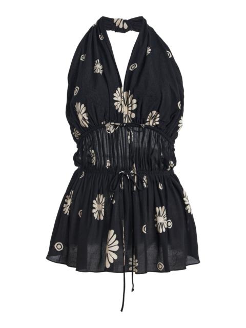 CALA de la CRUZ Rose Pleated Chiffon Top black/white