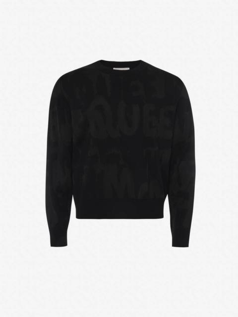 Men's McQueen Graffiti Jacquard Jumper in Black