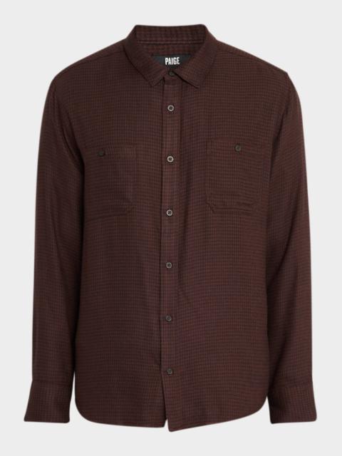 PAIGE Men's Everett Houndstooth Plaid Button-Down Shirt