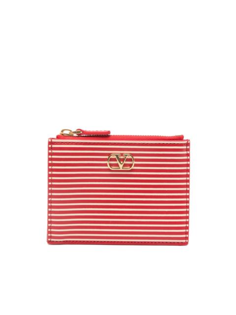 Valentino striped logo-detail card holder