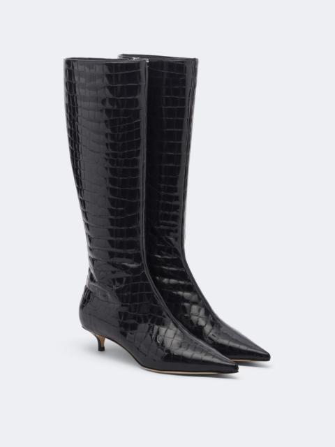 JIMMY CHOO Amis croc-effect leather knee-high boots