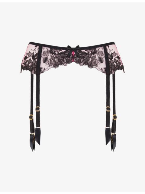 Agent Provocateur Elvie Floral-Embroidery Mesh Suspenders