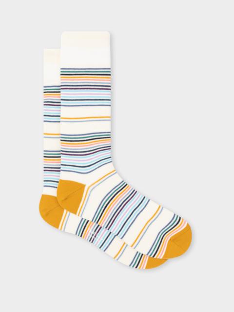 Paul Smith White and Yellow Multi-Stripe Socks