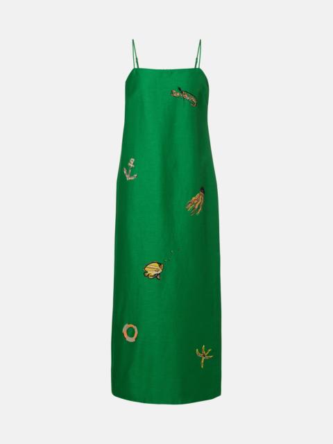 ALÉMAIS Embellished printed linen-blend maxi dress