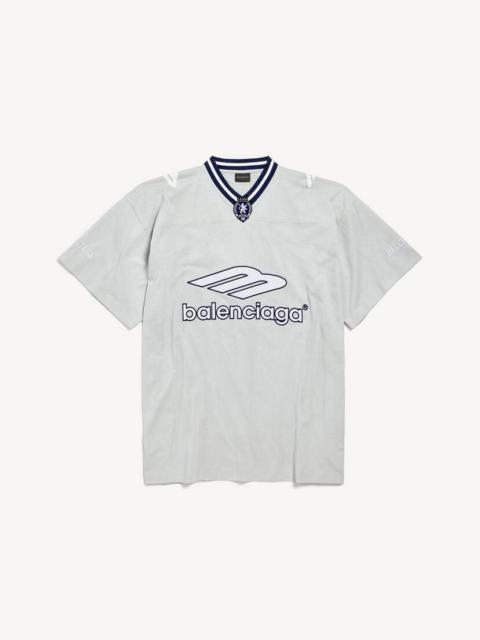 BALENCIAGA Men's 3b Football V-neck T-shirt Oversized in Grey/white