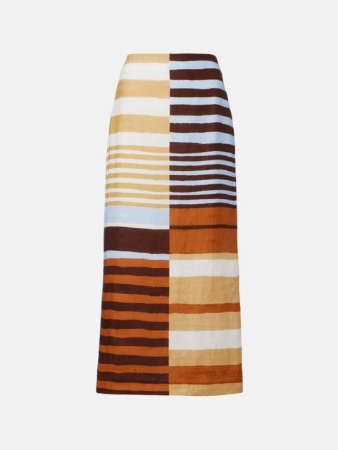 CALA de la CRUZ Bruna striped linen midi skirt