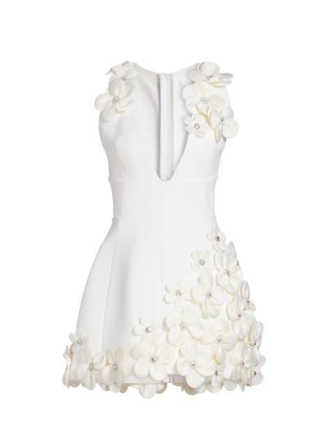 BRONX BANCO Women's Estelle Crystal-Embellished Floral-Appliquéd Minidress - White