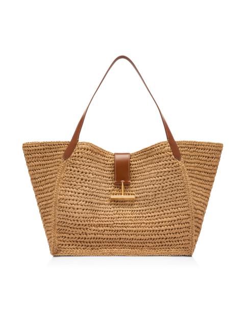 TOM FORD RAFFIA AND LEATHER TARA LARGE TOTE
