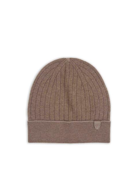 Brioni ribbed logo-patch beanie hat