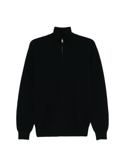 half-zip mock neck sweater