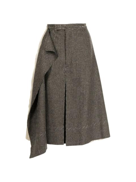 asymmetric wool-panel shorts