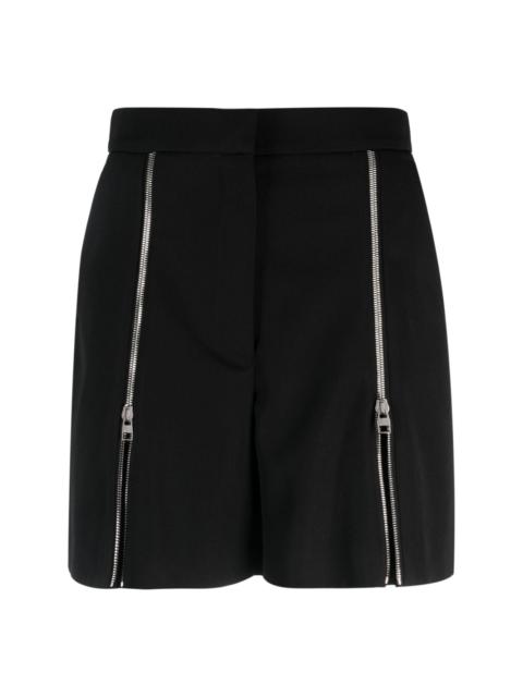 zip-embellished wool shorts
