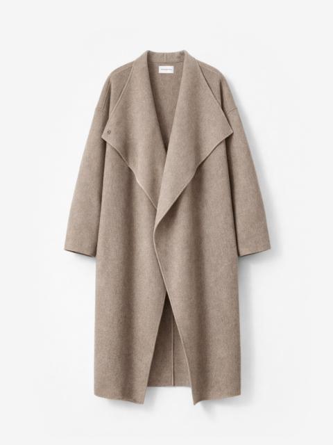 The Frankie Shop Leroy Funnel Neck Wool Coat - Taupe Melange