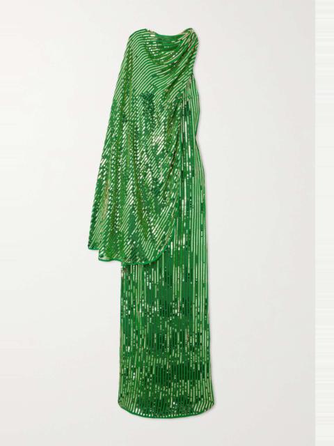 + NET SUSTAIN Poder Tejido convertible embellished silk crepe de chine maxi dress