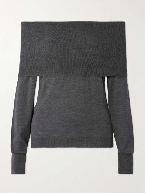 Off-the-shoulder virgin wool sweater Dark gray