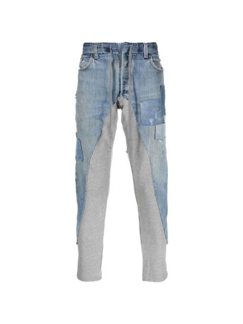 Greg Lauren patchwork-detail cropped jeans