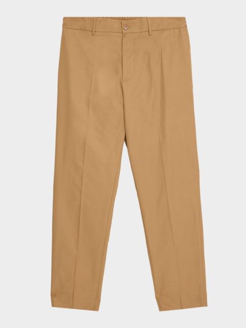Moncler Men's Cotton Leather-Trim Straight Leg Trousers