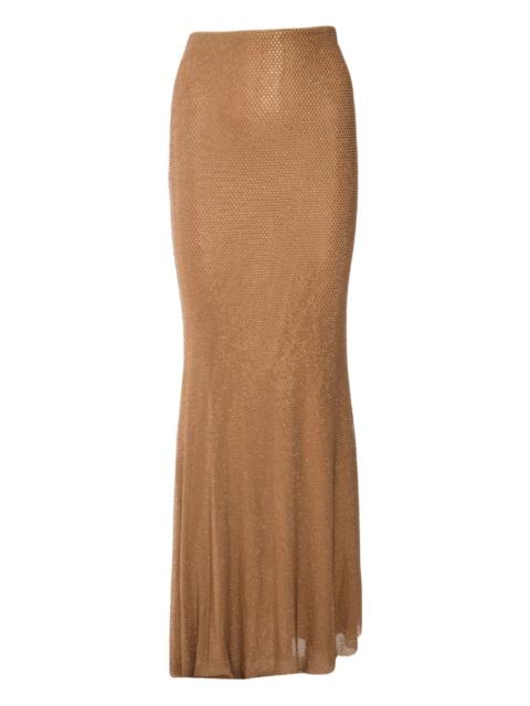 self-portrait metallic maxi skirt