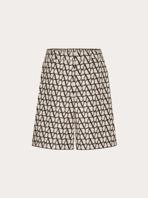 Valentino NYLON BERMUDA SHORTS WITH TOILE ICONOGRAPHE PRINT