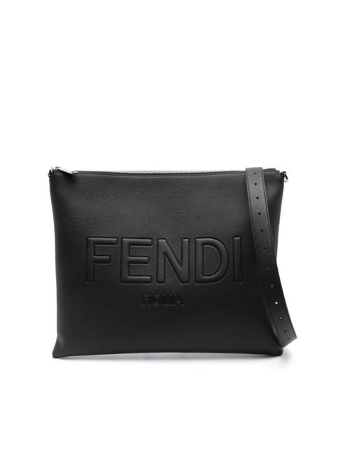 logo-stitched clutch bag