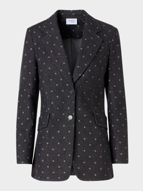 AKRIS Polka-Dot Stretch Denim Single-Breasted Jacket