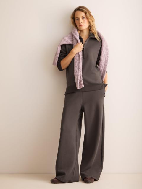 Derek Rose Harley Cotton Modal Wide Leg Sweatpants Espresso Brown
