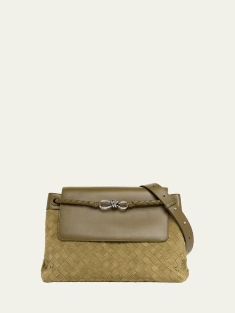 Bottega Veneta Men's Andiamo Intrecciato Suede and Leather Messenger Bag