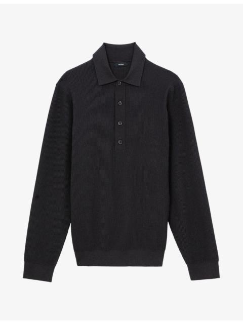 REISS Admiral Ribbed Half-Button Woven Polo Shirt