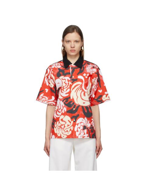 Marni Red Printed Graphic Short Sleeve Shirt