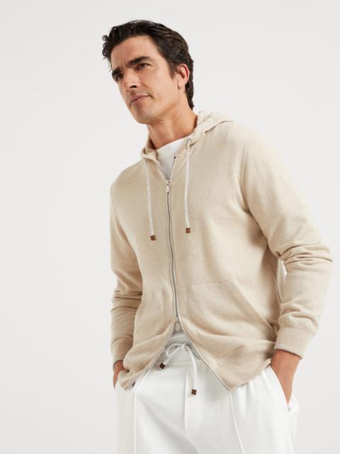 Cashmere sweatshirt-style cardigan with hood