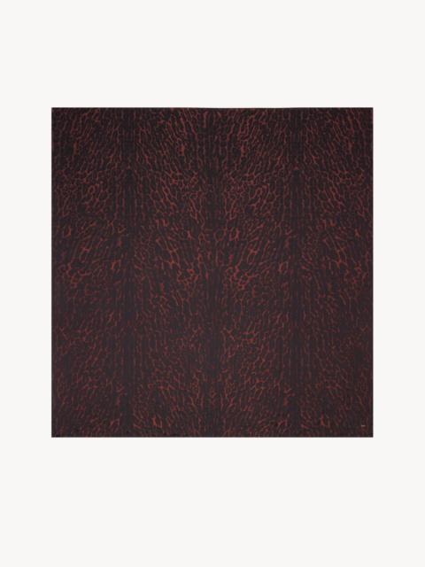 SAINT LAURENT LARGE SQUARE SCARF IN LEOPARD SILK AND CASHMERE