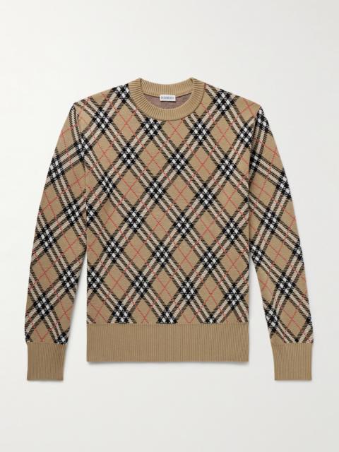 Burberry Checked Wool-Blend Jacquard Sweater