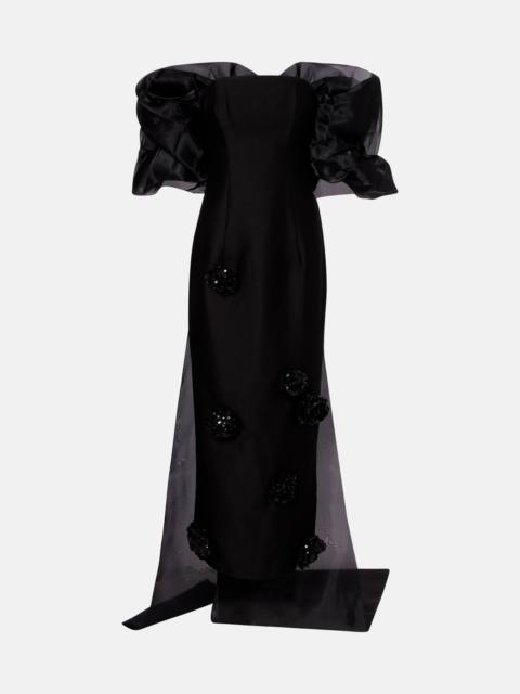 LEO LIN Zayna sequined gown and cape set