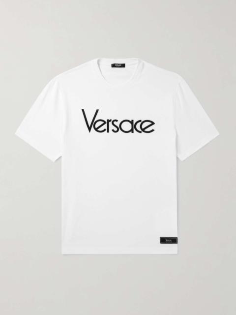 VERSACE Logo-Embroidered Cotton-Jersey T-Shirt