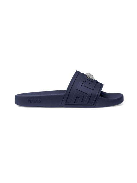 VERSACE Men's Medusa Rubber Slide Sandals - Navy
