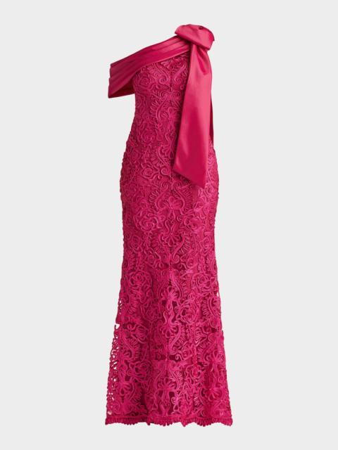 TADASHI SHOJI Embroidered One-Shoulder Column Gown