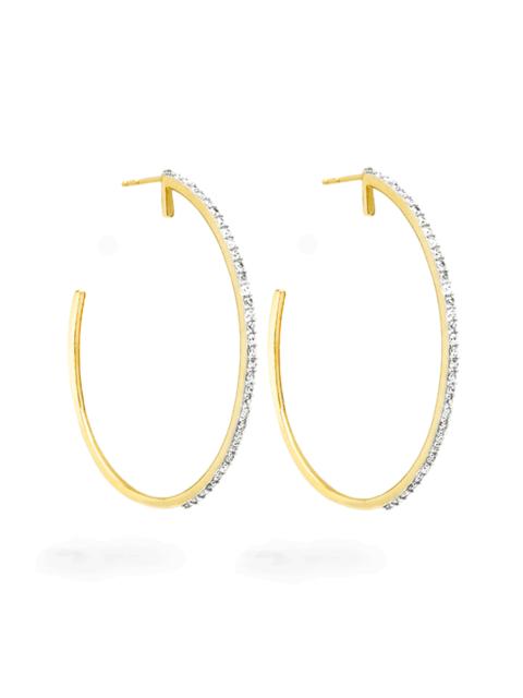 STONE AND STRAND Large Pave Oval Hoop Earrings