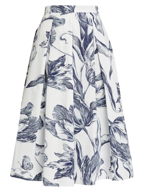 Erdem Botanical Pleated Midi Skirt